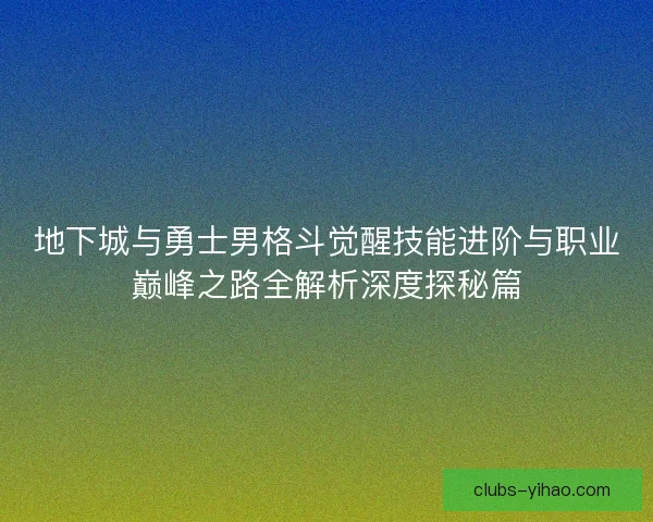 地下城与勇士男格斗觉醒技能进阶与职业巅峰之路全解析深度探秘篇